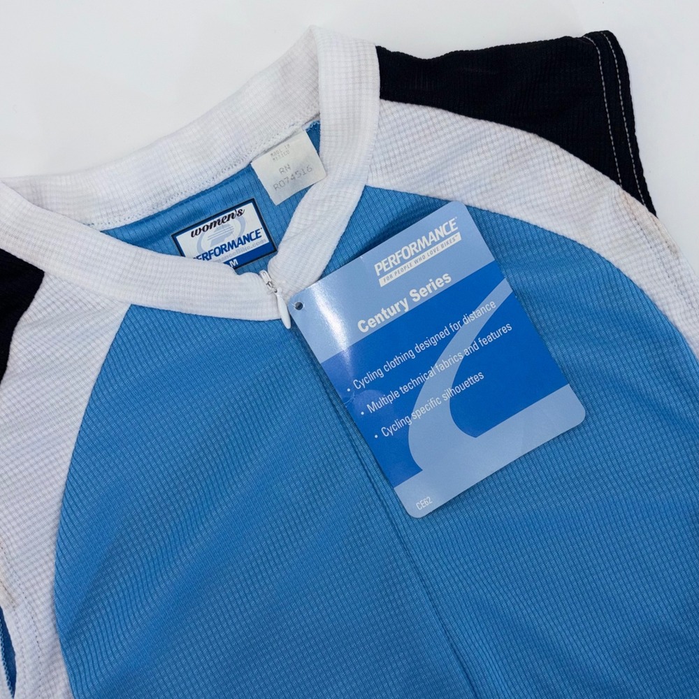 Performance Century Series Womens Sleeveless Cycling Jersey Blue White Black M